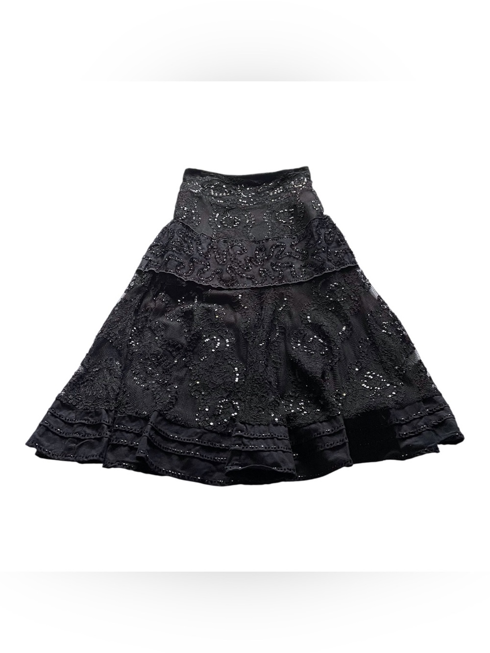Lillie Rubin Black Sequin Lace Maxi Women's Skirt, 2 - Picture 10 of 11